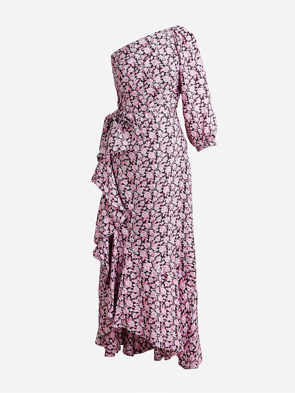 J CREW Collection Limited-Edition One-Shoulder Ruffle-Hem Dress Floral Print | 8